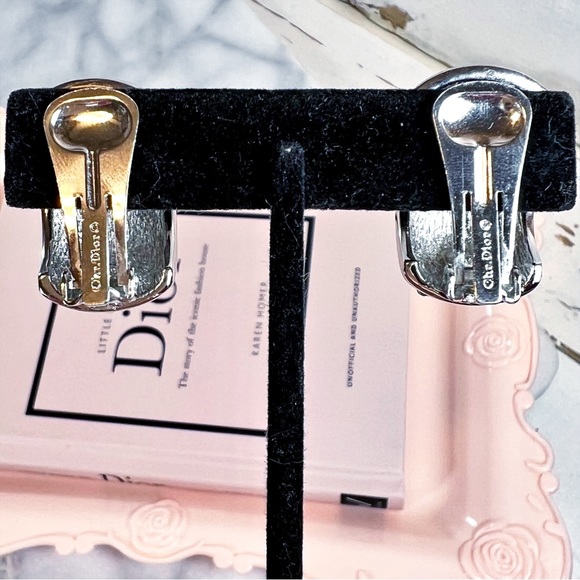 Christian Dior LARGE Pave Crystal Half Hoop Clip-On Earrings - Picture 6 of 8